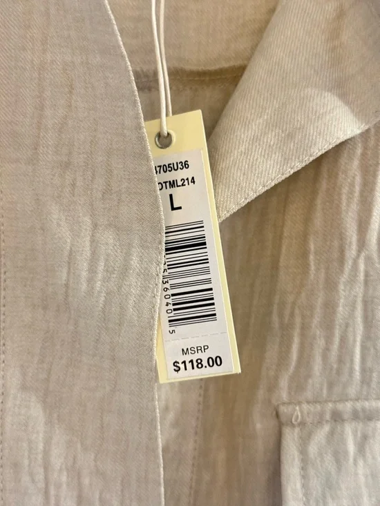 Max Studio Cream Textured Collared Pullover Top - Picture 3 of 4